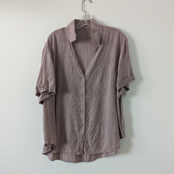 Elegant Taupe Sheer Button-Up Blouse - SHEIN Curve 3XL - Picture 1 of 5
